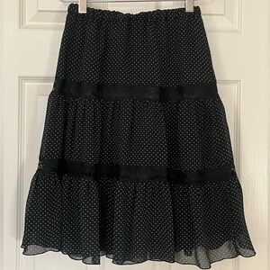 Black and White Lace Polka Dot Midi Skirt